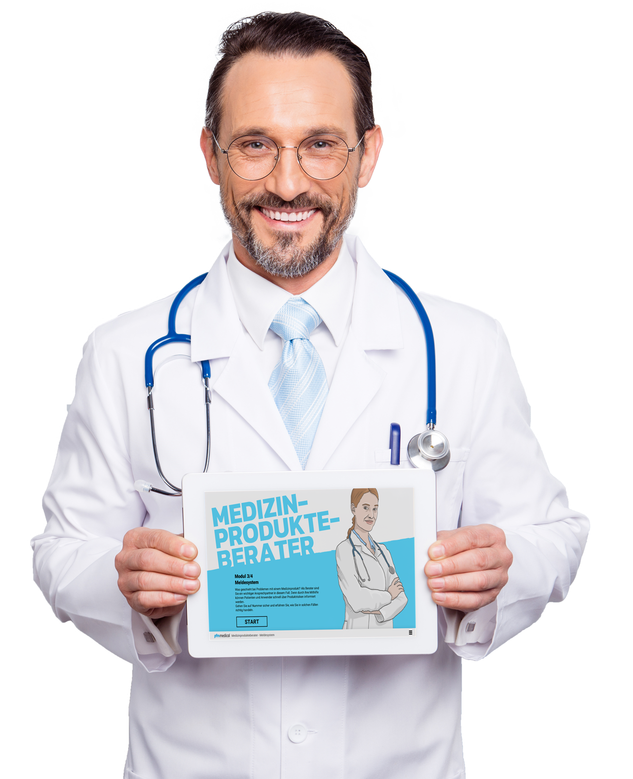 pmf co-worker holding an ipad