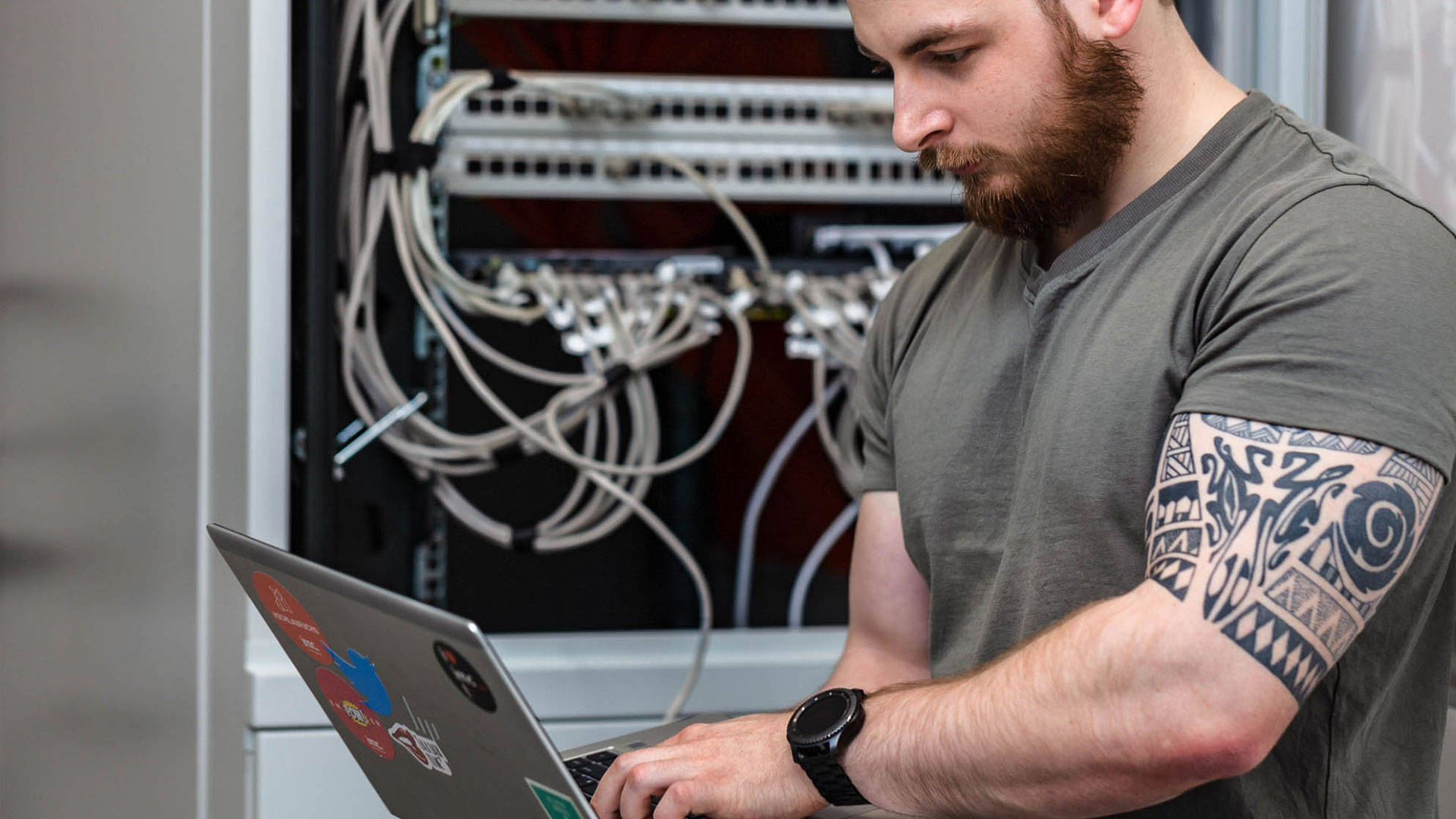 imc it infrastructure being attended to by an employee