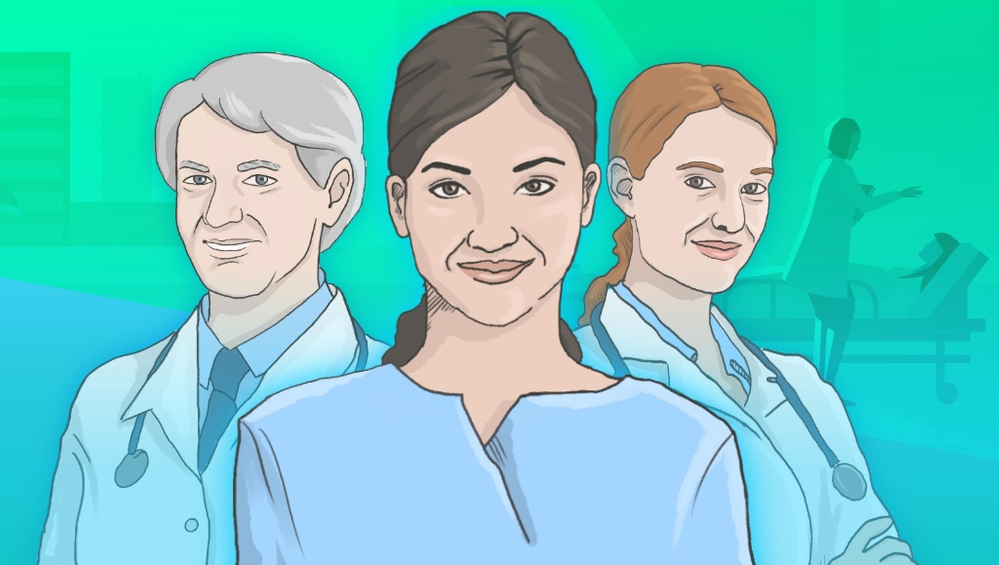 illustration of three medical professionals