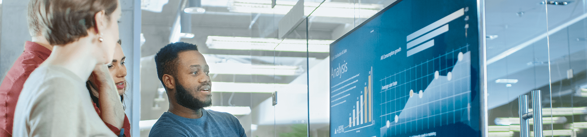 colleagues viewing analytics data