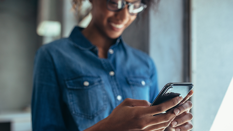 person using smartphone