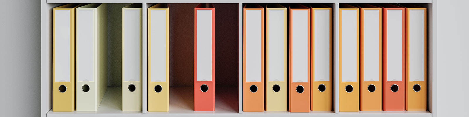 a line of folders