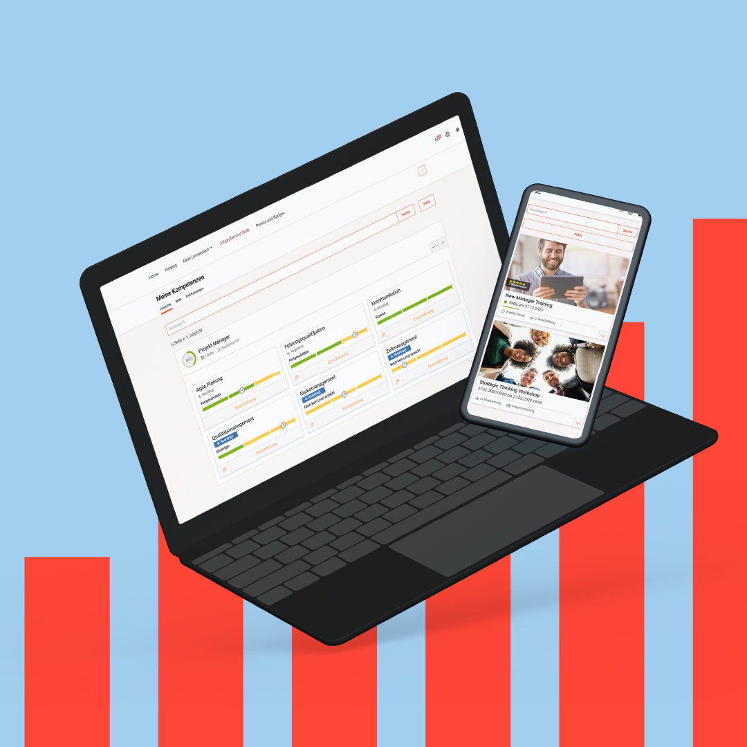 lms mockup with success graph