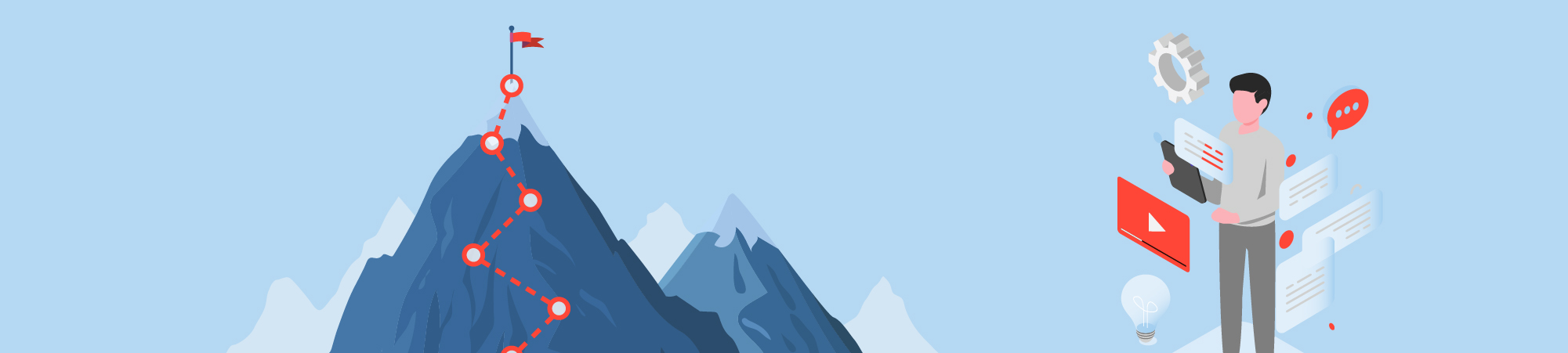 illustration of learning journey and person with ux