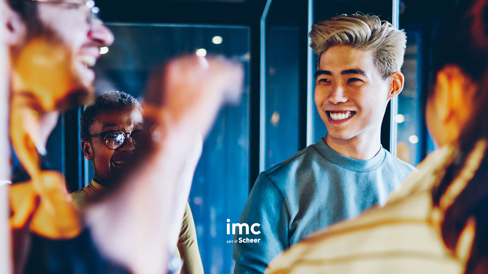 Team collaborating happy