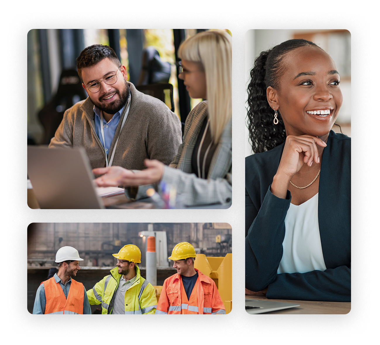 several photos of people being onboarded in their jobs