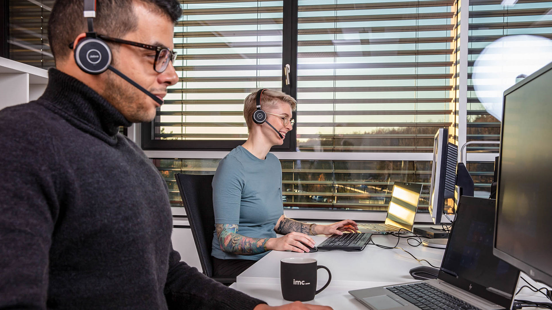 customer service members taking calls