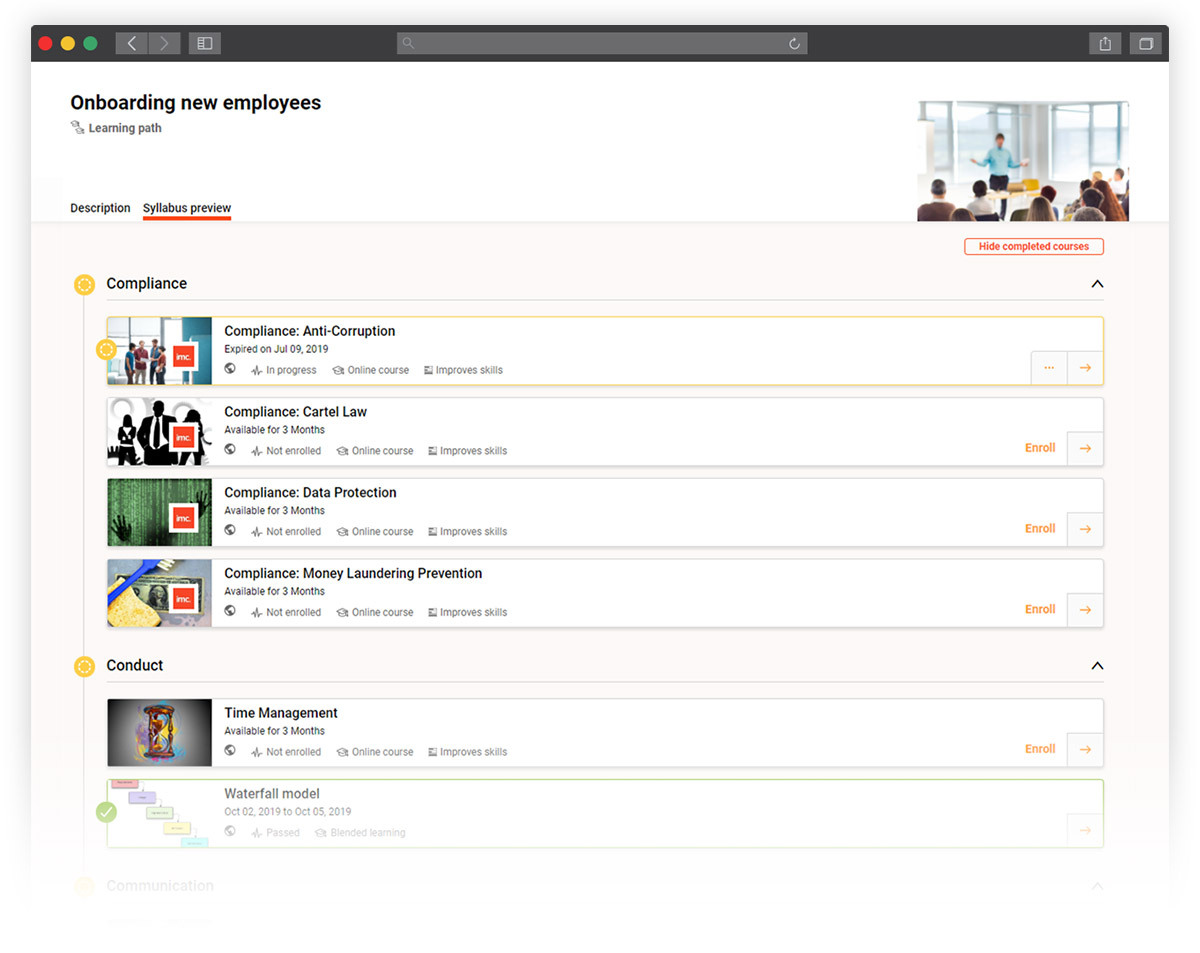 learning path LMS imc learning suite
