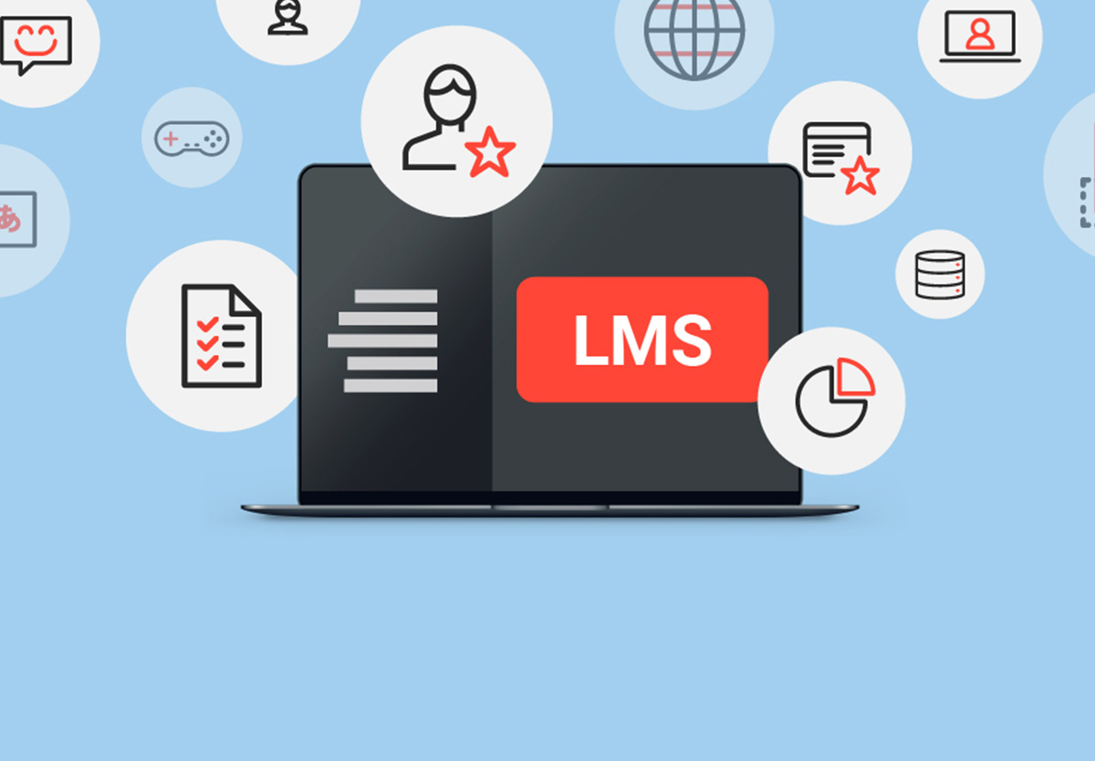 laptop with LMS icons surrounding it