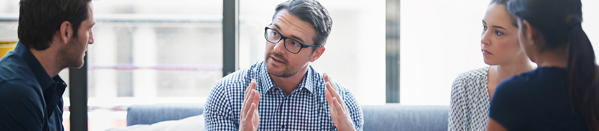 man leading employees