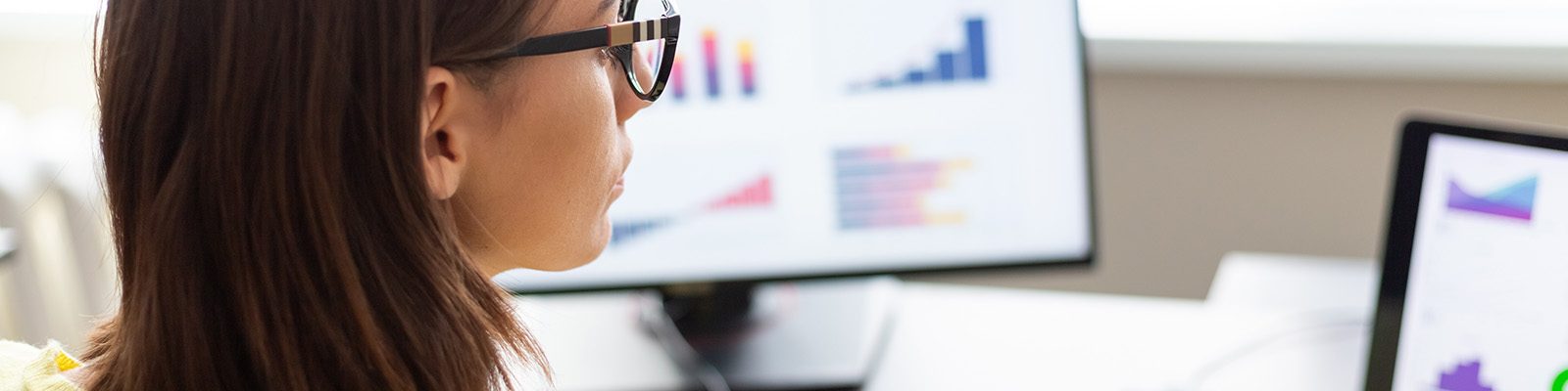 person using analytical software