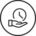 Clock in a hand icon