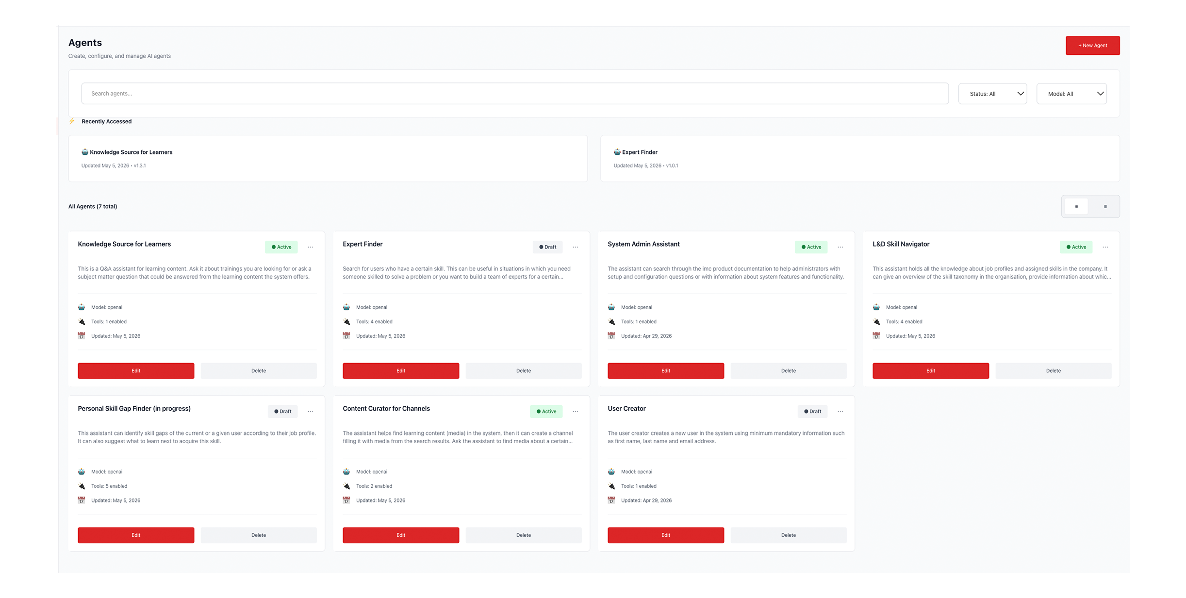 Screenshot 1 of IMC Agent Builder